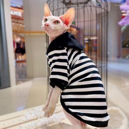 Cat Costumes Sphynix Clothes For Devon Rex Hooded Cotton Sweatshirt Sphynx Costume Stripped Coat With Good Elestic Spring