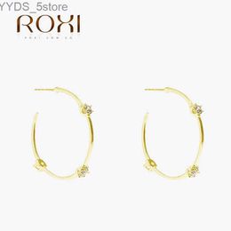 Stud ROXI 925 Sterling Silver Micro Inlaid Mini Zircon Ear Piercing Women's Stud Earrings Minimalist 18k Gold Plating Fine Earring YQ231107