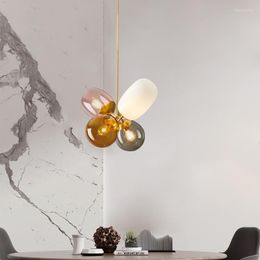 Chandeliers Nordic Modern Simple Creative Lamp Design Bedroom Living Room Dining El Apartment Children's Colour Glass Chandelier