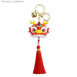 Keychains Lanyards New Cartoon Dragon Keychain Pendant Couple Doll Key Chain Car Key RingsL231107