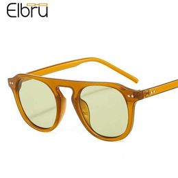 Sunglasses Elbru Fashion Sunglasses Frame Women Jelly Color Vintage Sunglasses Unisex Round Punk Sun Shades Eyeglasses UV400 Gafas De Sol P230406