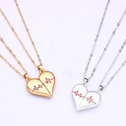 Pendant Necklaces Fashion Love ECG Couple Necklace Simple Versatile Magnet Jewelry For Man And Women Gifts