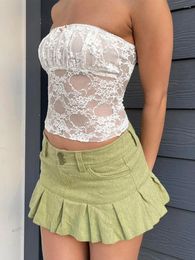 Women's Tanks Women Tank Tops Boat Neck Strapless Lace Tube Summer Backless Bandeau Shirts Streetwear