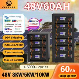 LiFePO4 48V 3KW Battery Pack 51.2V 60AH Lithium Solar Battery 6000 Cycles RS485 CAN BUS DDP Shipping For Inverter 48V Battery