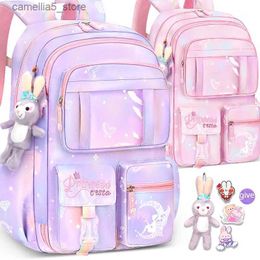 Backpacks Waterproof Nylon Backpack for Kids Multiple Pockets School Bag for Kids Cute Pendant Travel Backpacks Large Capacity Bookbags Q231108