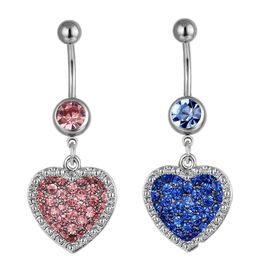 Navel & Bell Button Rings D0624 Heart Stone Belly Navel Button Ring Mix Colours Drop Delivery Jewellery Body Jewellery Dhgzb