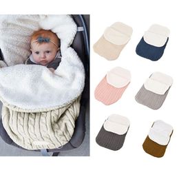 Sleeping Bags Baby Sleeping Bag Winter Warm Thick Plus Velvet Knitted Warm Sleeping Bag 230407