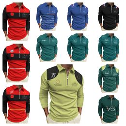 New best-selling F1 Formula One team Polo shirts for men and women long-sleeved racing outdoor sports breathable tops customization.