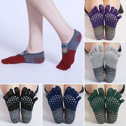 Women Socks Five Toe Yoga Non-slip Backless Pilates Sports Sock Cotton Gym Fitness Breathable Cross Back Dance Split