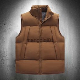 Men's Down Parkas Coffee Vest Jacket Men Cotton Padded Puffer Jacket Sleeveless Men Clothing Autumn Winter Jackets Outwear Coats J231107