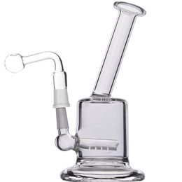 15cm tall Mini Bongs Recycler Oil RigsHookahs Water Bong Clear Thick Glass Water Pipes 10mm Bowl Piece