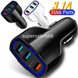 5V 3.1A 3Usb Ports High Speed Usb Car Charger Vehicle Chargers Power Adapter For Iphone 12 13 14 15 Pro max Samsung Lg s1