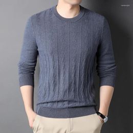 Men's Sweaters And Autumn Winter Hand Knitted Cashmere Sweater Middle-aged Young Round Neck