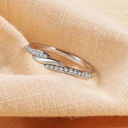 Cluster Rings ZHOUYANG Twist Dainty Ring For Women Simple Intertwined Micro Zircon White Gold Colour Daily Birthday Gift Fashion Jewellery
