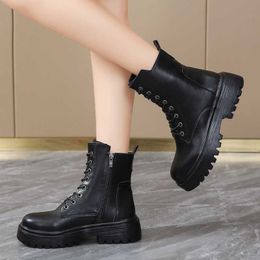 Boots Short Boots Fashion Ankle Boots for Women Autumn Winter Shoes Platform Boots Ladies Lace Up Motorcycle Booties Zapatos De Mujer AA230406