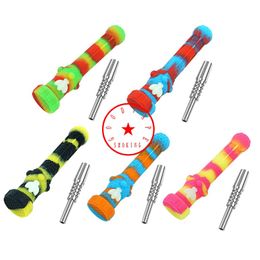 Latest Colourful Silicone Smoking Philtre Pipes Wasp Glow In The Dark Style Portable Waterpipe Bubbler 14MM Male Nails Tip Straw Handpipes Cigarette Holder