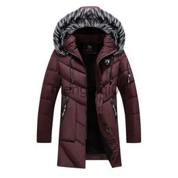 Men's Down Parkas Men Winter Trench Coats Long Down Jackets Hooded Casual Jackets High Quality Male Cotton Slim Warm Parkas Fleece Winter Coats J231107