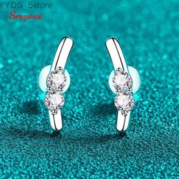 Stud Smyoue 0.4cttw D Color VVS Moissanite Stud Earrings for Women Cute Rabbit Ear Studs Original S925 Sterling Silver Jewelry GRA YQ231107