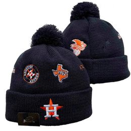 Men Knitted Cuffed Pom Houston Beanies Astros Hats Sport Knit Hat Striped Sideline Wool Warm BasEball Beanies Cap For Women a1