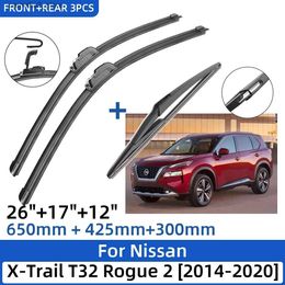 Windshield Wipers For Nissan X-Trail T32 Rogue 2 2014-2020 26"+17"+12" Front Rear Wiper Blades Windshield Windscreen Window Cutter Accessories Q231107