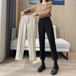 Women's Pants 2023 Autumn/Winter Thickened Wool Straight Tube Children's Casual Harun Slim Smoke Suit