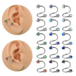 Stud Earrings 1 PC 361L Steel Curved Rod Spiral Cartilage Earlobe Opal Daith Fashion Piercing Jewelry 16G