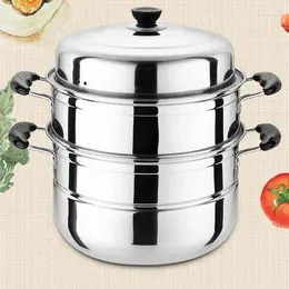 Double Boilers Two-layer And Three-layer Thick Steam Soup Pot Multifunctional Large-capacity Cooking For Household Stainless Steel Cooker