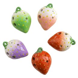Strawberry Fruits Ocarina 6 Holes Creative Gradient Colour Students Ceramics Handmade Beginners Ac Tone Orff Instruments