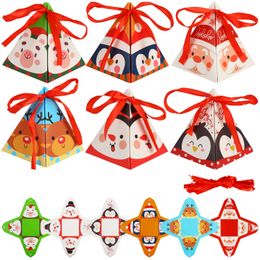 Christmas Decorations Candy Boxes 6 Styles Treat Gift Xmas Paper With Ribbon Triangle Sweet For Party Supplies Drop Delivery Otzid