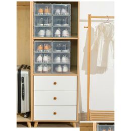 Storage Boxes Bins Transparent Plastic Shoe Box Unisex Combined Cabinet Dustproof Space Saving Drop Delivery 202 Dhzov