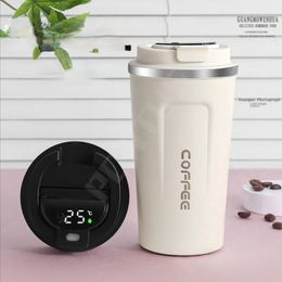 Water Bottles Smart Thermos bottle LED temperature display coffee cup water bottle stainless steel coffee cup travel cup insulation cup 230407