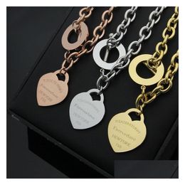 Pendant Necklaces Est Design Chunky O T Chains Heart Charms Pendants Necklace Titanium Steel Excellent Quality Collar Drop Delivery J Dhb4F