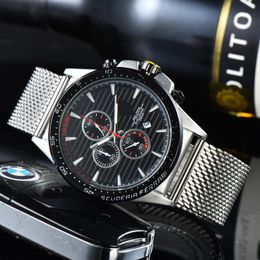 Ferrar Wrist Watches for men 2023 mens Watches All dials work Quartz Watch High Quality Top Luxury Brand Chronograph Clock Sports car Fashion Steel Strap Type