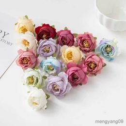 Christmas Decorations 10PC Artificial Flowers for Scrapbooking Wedding Decoration Christmas Garland Home Room Fake Silk Peony A Cap Garden Rose Arch R231107