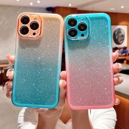 Luxury Sequins Gradient Glitter Phone Case for iPhone 15 14 13 12 11 Pro Max 14 Plus 14Pro Camera Protection Bumper Tpu Back Cover