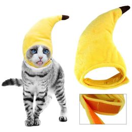 Katzenkostüme, Hut, Banane, lustiges Halloween-Kostüm, Hundehüte, Haustier-Welpen-Requisiten, Kleid, Kopfbedeckung, Urlaubsdekoration