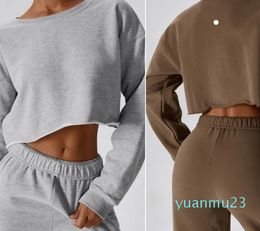 Exercise Yoga Outfit Fitness Wear Womens Sweat-shirt Sportswear Outdoor Casual Adult Running Long Sleeve Round Collar Pullover