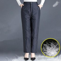 Women's Pants Mom Winter Women's High Waist Thickened Warm White Duck Down Middle-Aged Loose Casual Trousers