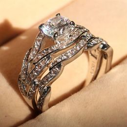 whole Genuine 2ct Topaz Diamonique Cz 10KT White Gold Filled Gf Simulated Diamond Engagement Wedding Ring Set Sz3087