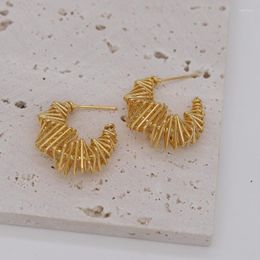 Hoop Earrings European American Fashion Jewellery 18K Gold Plated Twisted Geometric C Elegant Women's Daily Work Accessories