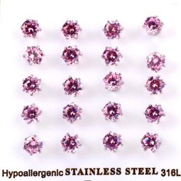 Stud Earrings LUXUSTEEL Wedding Stainless Steel Pink Colour Cubic Zirconia Anti-allergy Wholesale Sets Party Brinco 2023