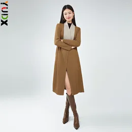 Women's Trench Coats Miyake Winter Pleated Coat Thickened Jacket British Style Medium-length Belted Long-sleeved Fashion 2023