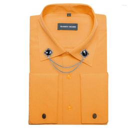 Men's Casual Shirts Exquisite Orange Men Long Sleeve Shirt Classic Lapel Solid Leisure Fit Designer Wedding Business Party Barry.Wang CY-744