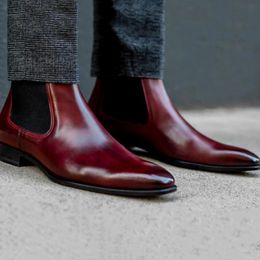 New Chelsea Boots for Men Business Square Toe Slip-On Men Short Boots Free Shipping Botas De Hombre Men Boots