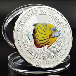 Arts and Crafts Commemorative coin ocean fish coin blue ring tropical fish commemorative coin
