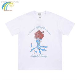 Men's T-Shirts 2023ss Casual White CAVEMPT Short Sleeve Men Women High Quality T-shirt Bullet Rose Printing Pattern C.E Top Tee