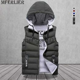 Men's Down Parkas Brand Men's Vest Winter Sleeveless Jackets Down Vest Men Hooded Warm New 2022 Casual Outwear Hat Detachable Outer Vest J231107