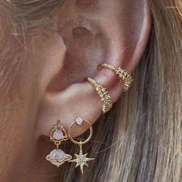 Stud Earrings 4Pcs/set Bohemian Star Moon Rhinestone For Women Girl Statement Jewellery Geometric Pendientes Summer Beach Gift