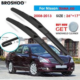 Windshield Wipers Car Wiper Blade For Nissan TEANA J32 26"+17" 2008-2013 Windscreen Windshield Wipers Blades Window Wash Fit U Hook Arms Q231107