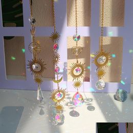 Garden Decorations Suncatcher Moon Star Sun Crystal Hanging Window Decoration Drop Delivery 202 Dhrlz